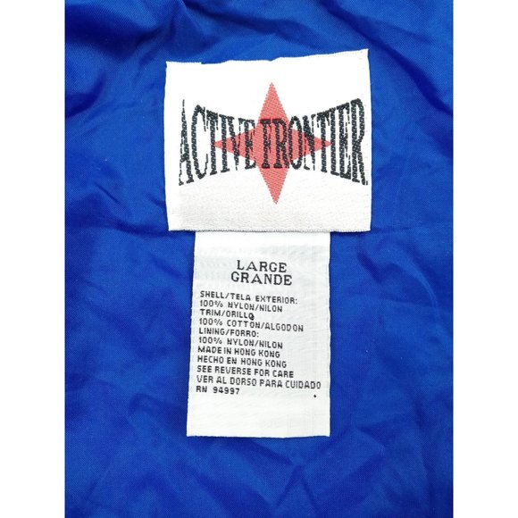 Vintage Jacket Active Frontier Hood 80s Blue Shoulder Pad Zip Denim Women Large - Picture 4 of 7